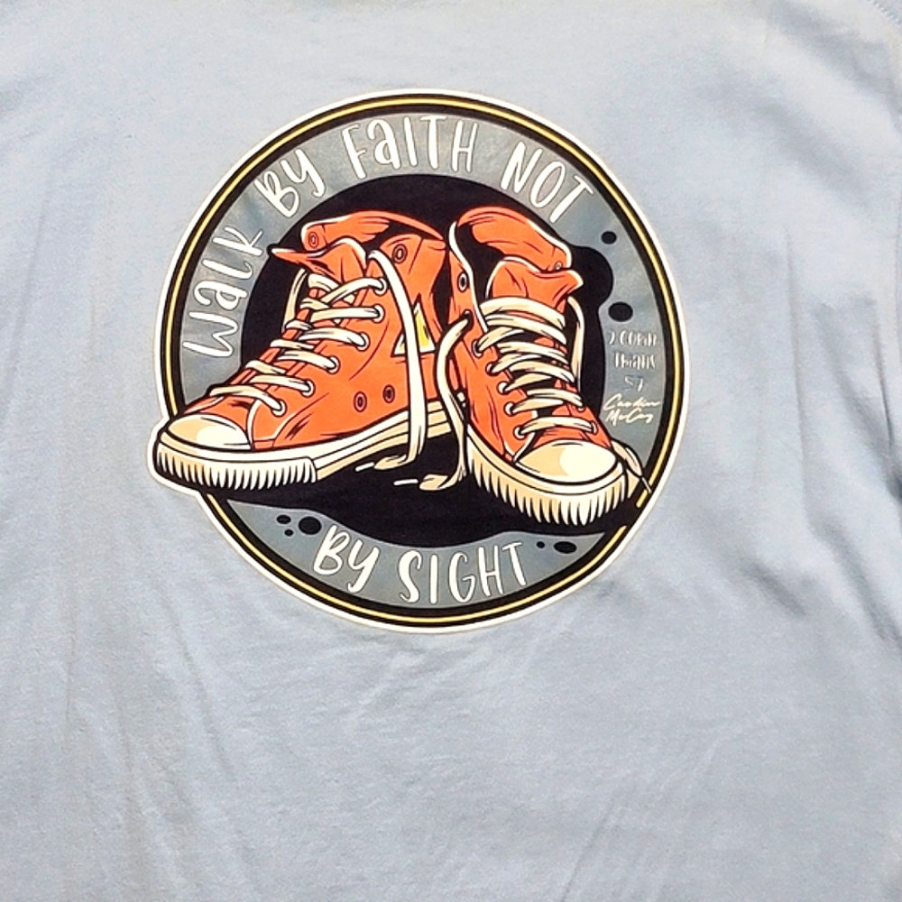 Cardin McCoy Blue Shirt "Walk By Faith Not By Sight" L (12/14)